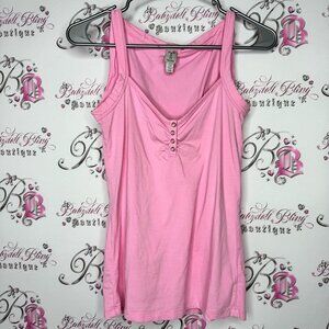 Tristan Pink Tank Top cami buttons shiny pearl finish stretchy camisole